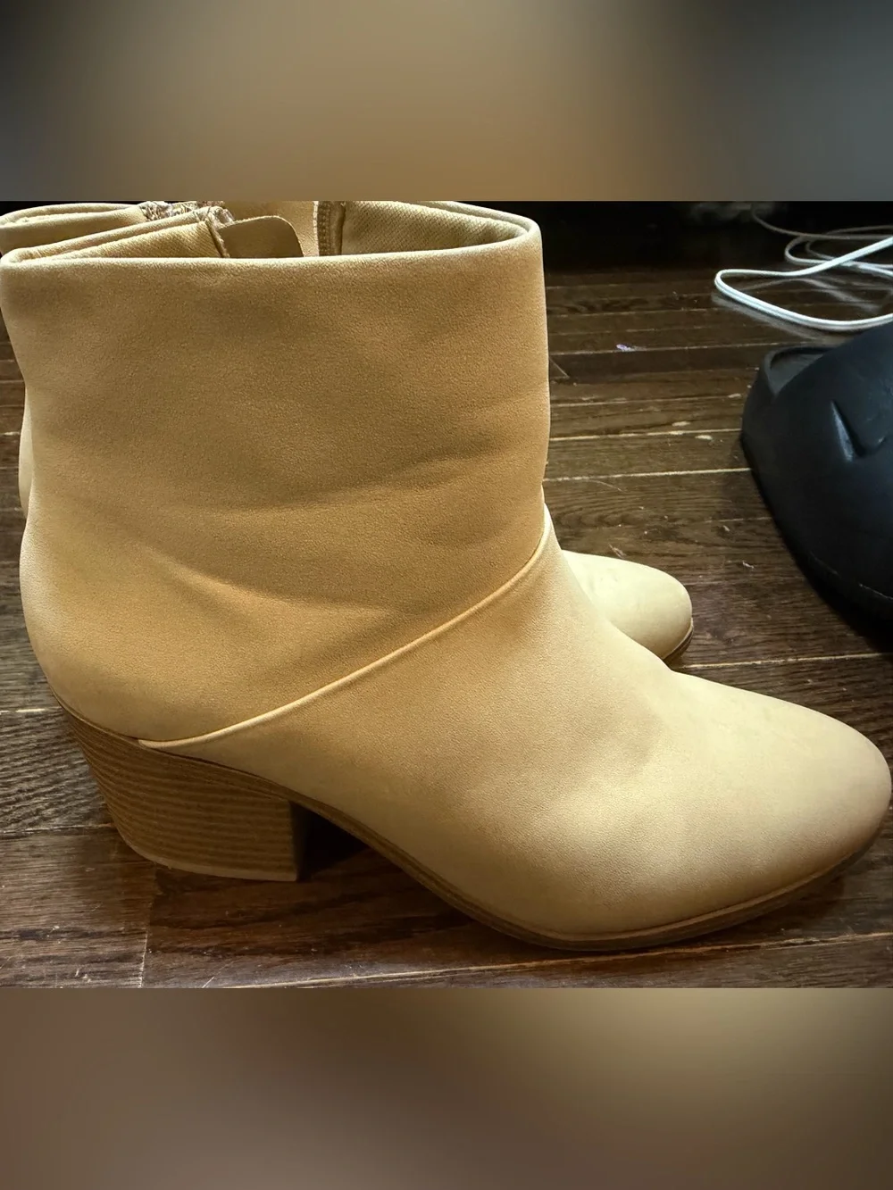 MICHAEL Michael Kors Beige Leather Ankle Booties with Side Zip